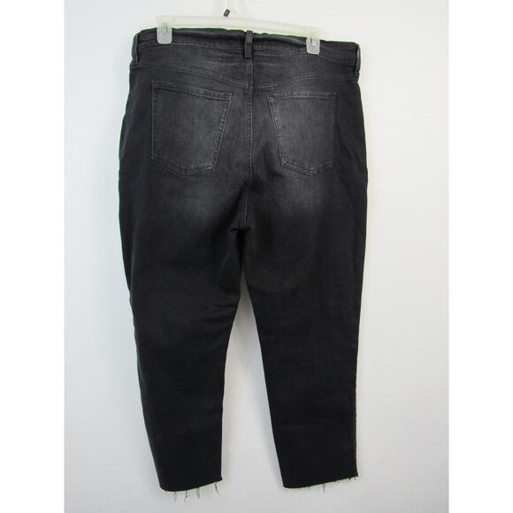 NWT Old Navy 18 Reg Extra High-Waisted Sky-Hi Straight Raw-Hem Black Jeans - Picture 9 of 9